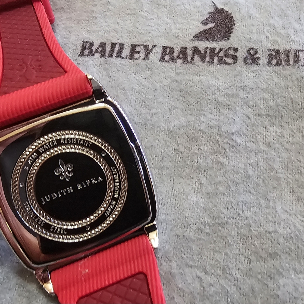 Judith Ripka Silver-Tone Watch with Red Accents and Red Strap - Picture 4 of 14